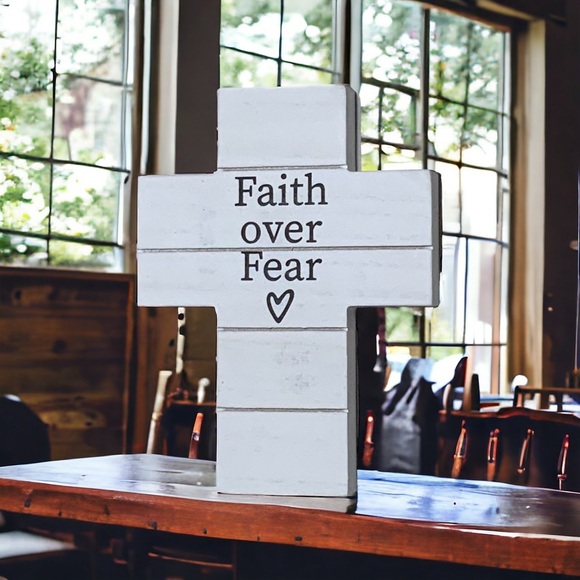 Cross Wall Decor Hanging or Freestanding Religious Home Decor Gift White Black - Picture 5 of 16